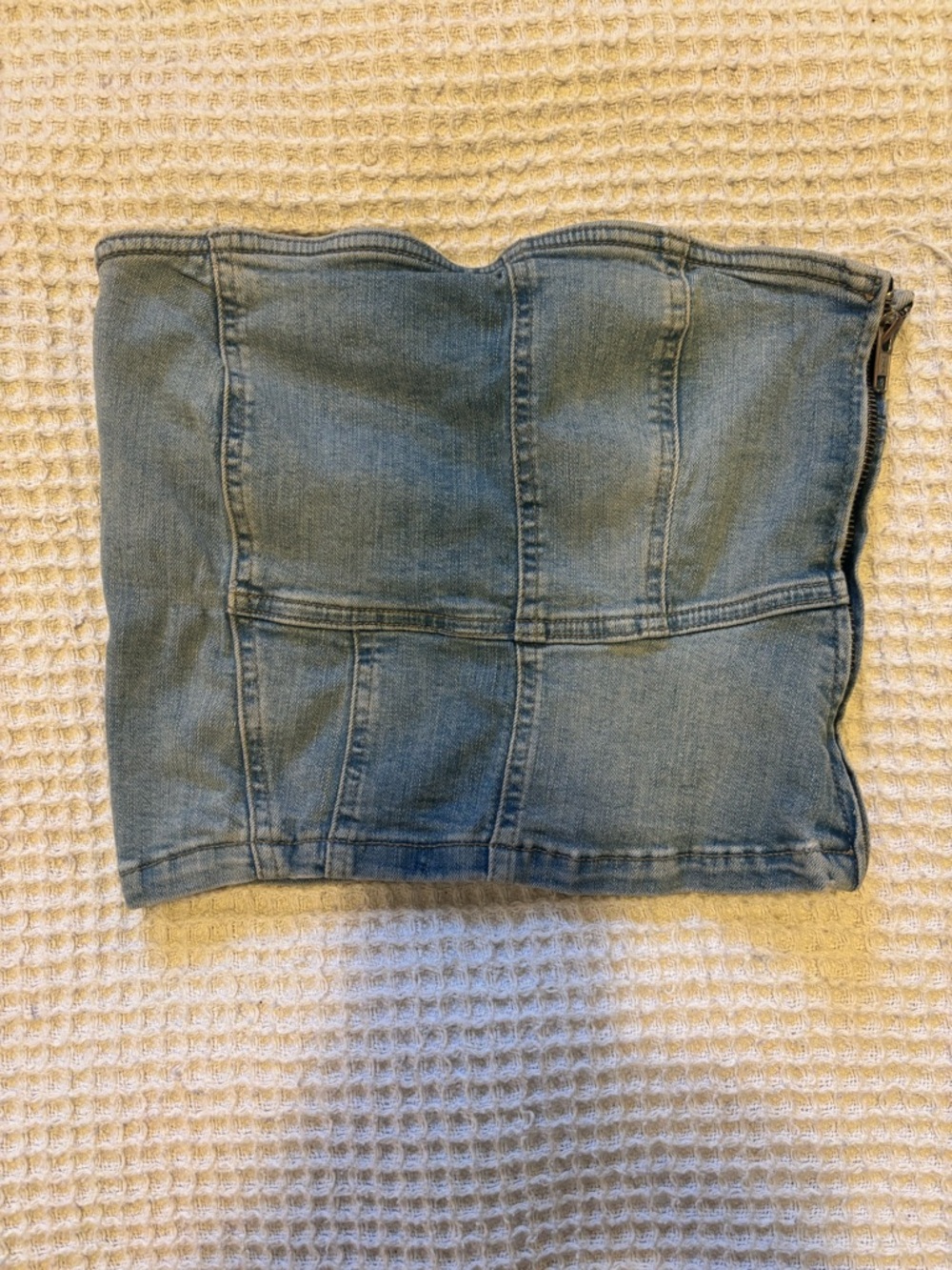 Denim strapless bandeau top